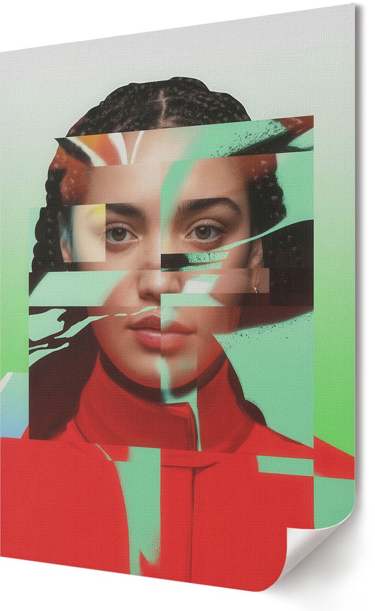 Coloray Polycanvas Wandposter - Modern Portret, Illustratie - 420 x 594 - Rood Illustratie - Rechthoek - Interieurdecoratie - Woonkamer, Slaapkamer, Kantoor - Modern