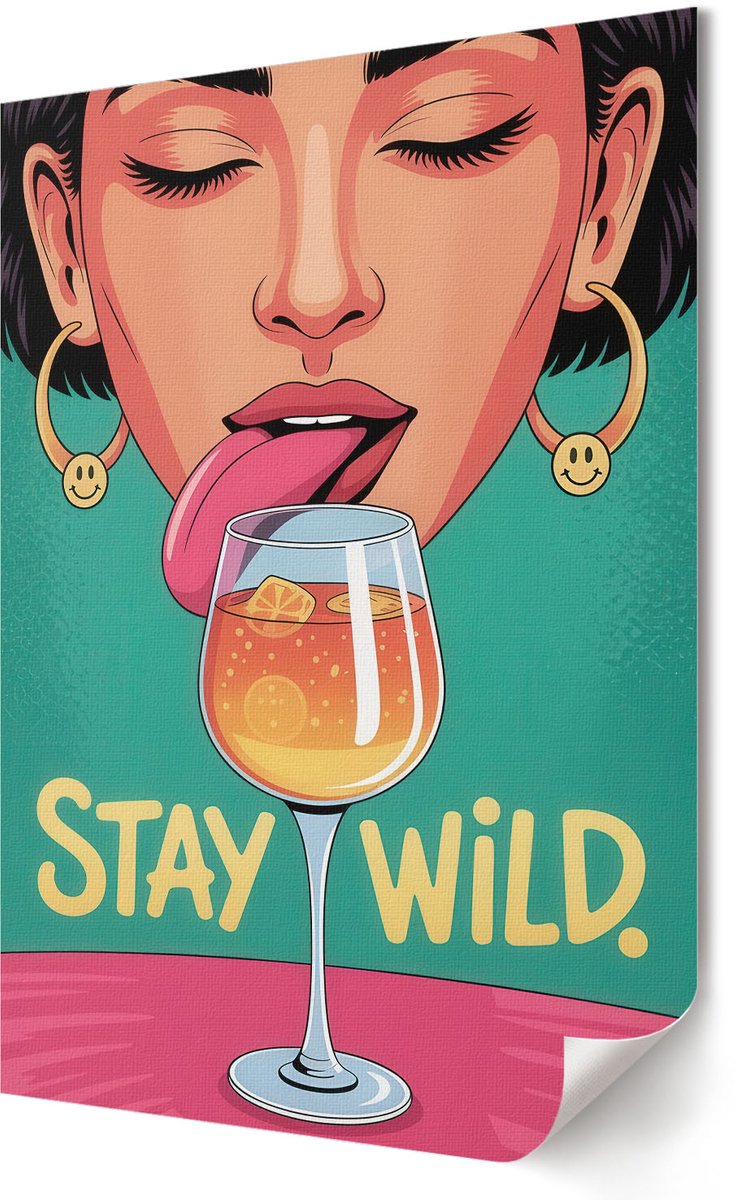 Coloray Canvas Poster Polycanvas - Blijf Wild, Illustratie - 420 x 594 - Groen Decoratie - Rechthoek - Muurdecoratie - Woonkamer, Slaapkamer, Kantoor - Popcultuur