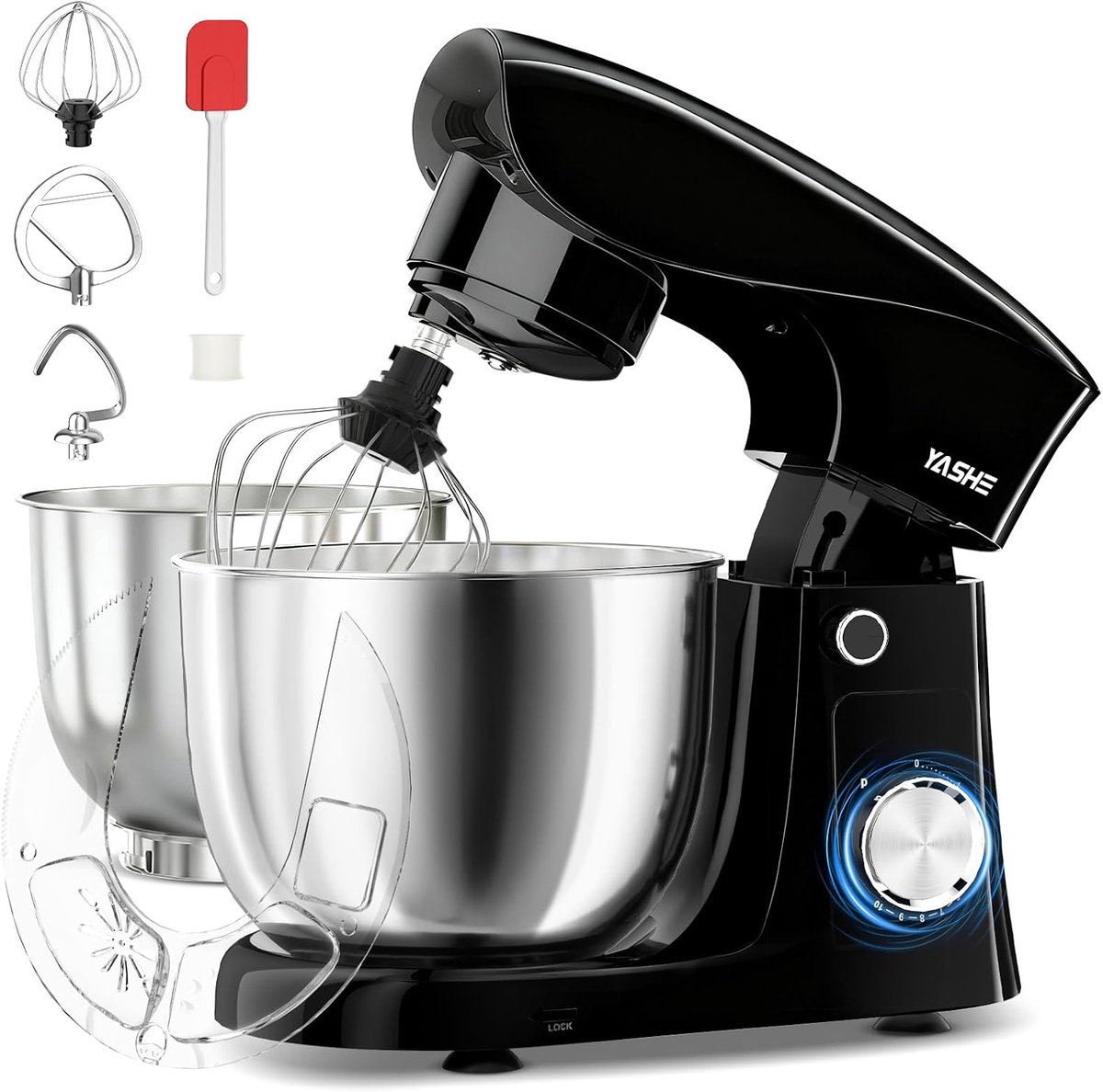 YASHE keukenmachine - 1500 W - rvs kommen 4,5 en 5 L