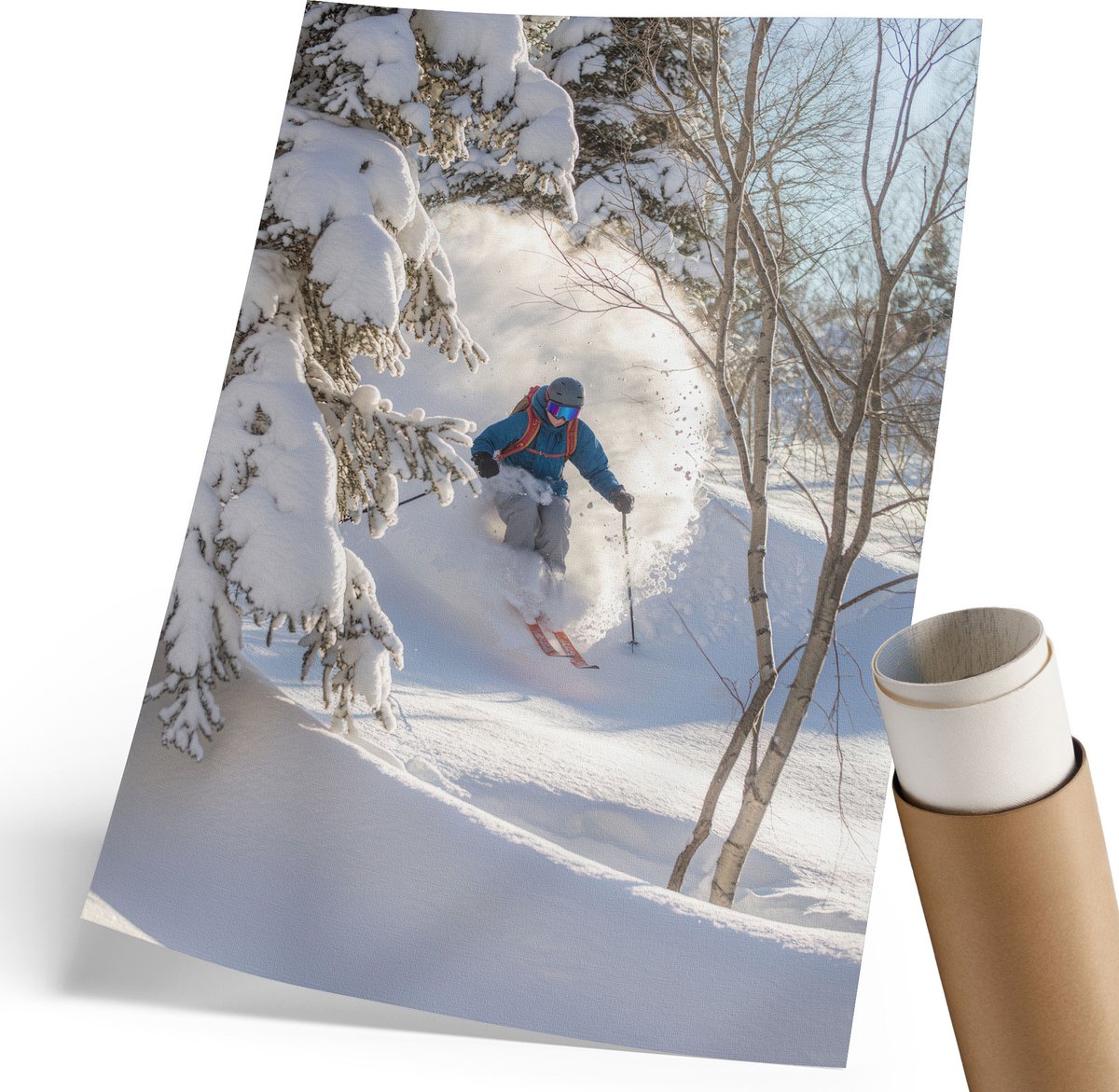 Coloray Polycanvas Wandposter - Winterafdaling, Fotografie - 210 x 297 mm - Wit Poster - Rechthoek - Interieurdecoratie - Woonkamer, Slaapkamer, Kantoor - Modern