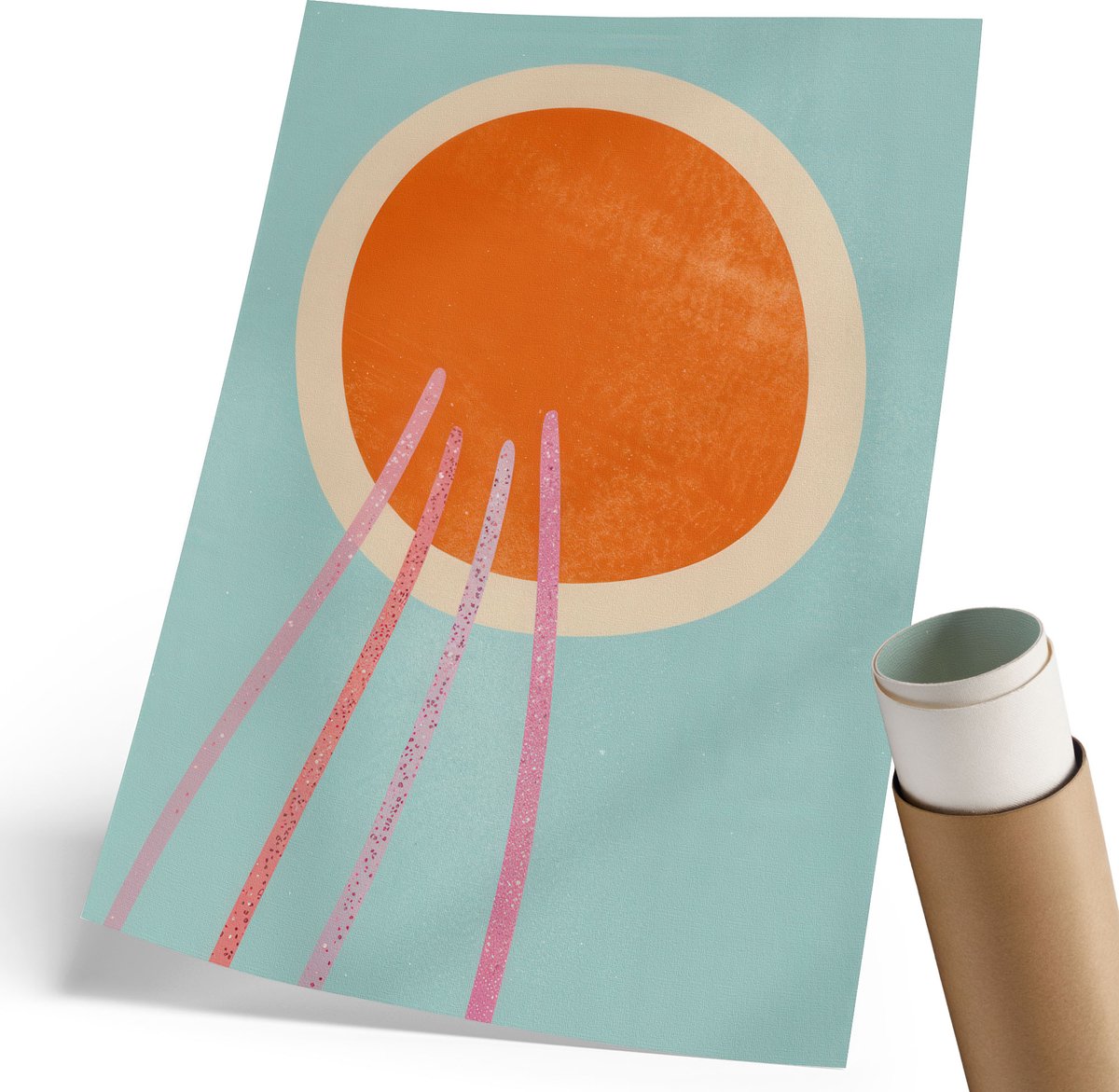 Coloray Polycanvas Poster - Kleurrijk Minimalisme, Illustratie - 210 x 297 mm - Turkoois Wandposter - Rechthoek - Wandkunst - Woonkamer, Slaapkamer, Kantoor - Modern