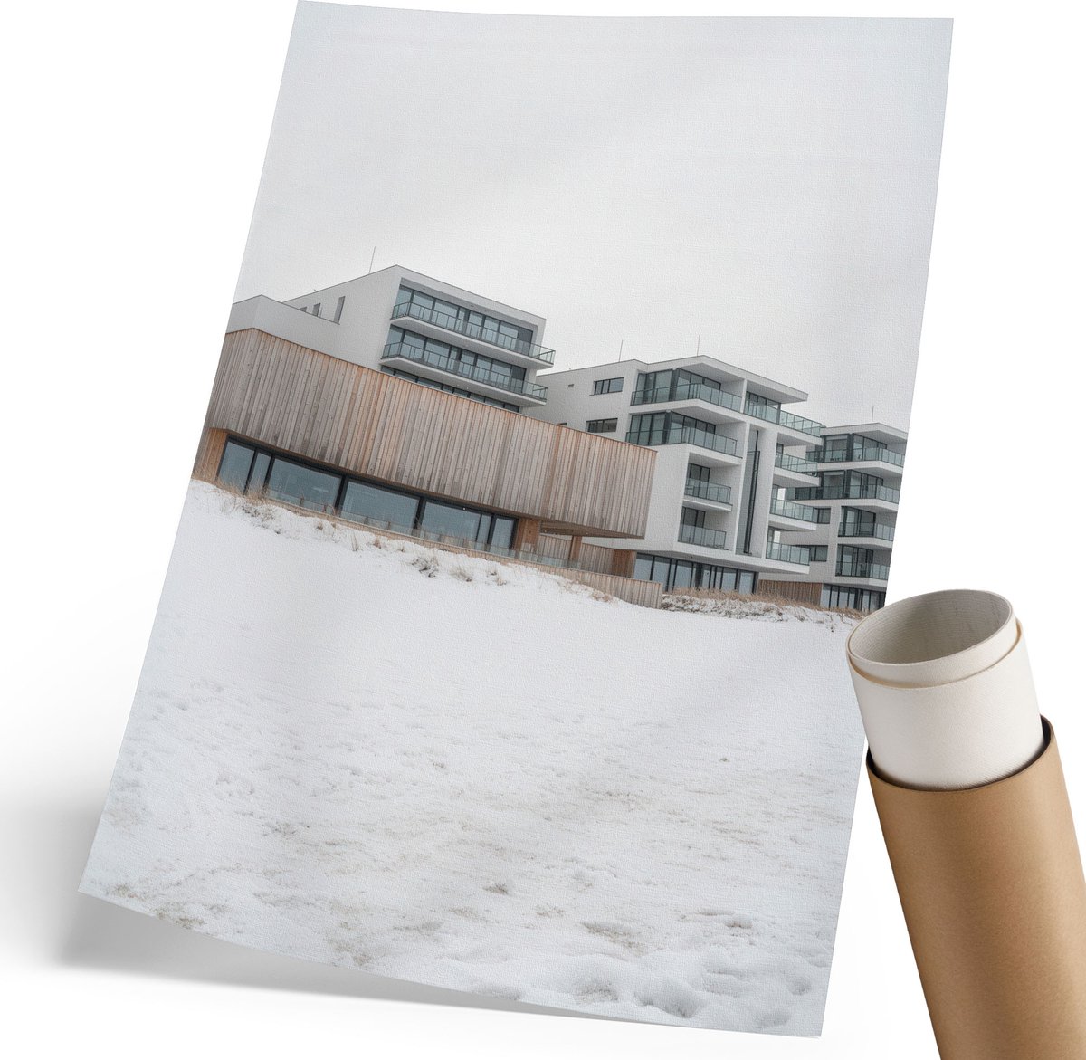 Coloray Polycanvas Wandposter - Winterlandschap, Fotografie - 210 x 297 mm - Wit Design - Rechthoek - Canvasposter - Woonkamer, Slaapkamer, Kantoor - Modern