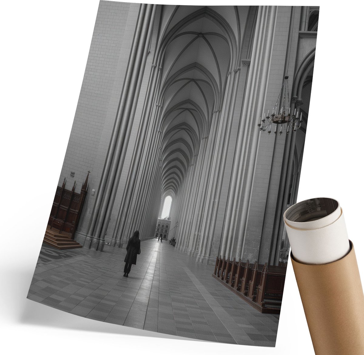 Coloray Polycanvas Poster - Gotische Tempel, Fotografie - 210 x 297 mm - Wit Illustratie - Rechthoek - Kunstposter - Woonkamer, Slaapkamer, Kantoor - Klassiek