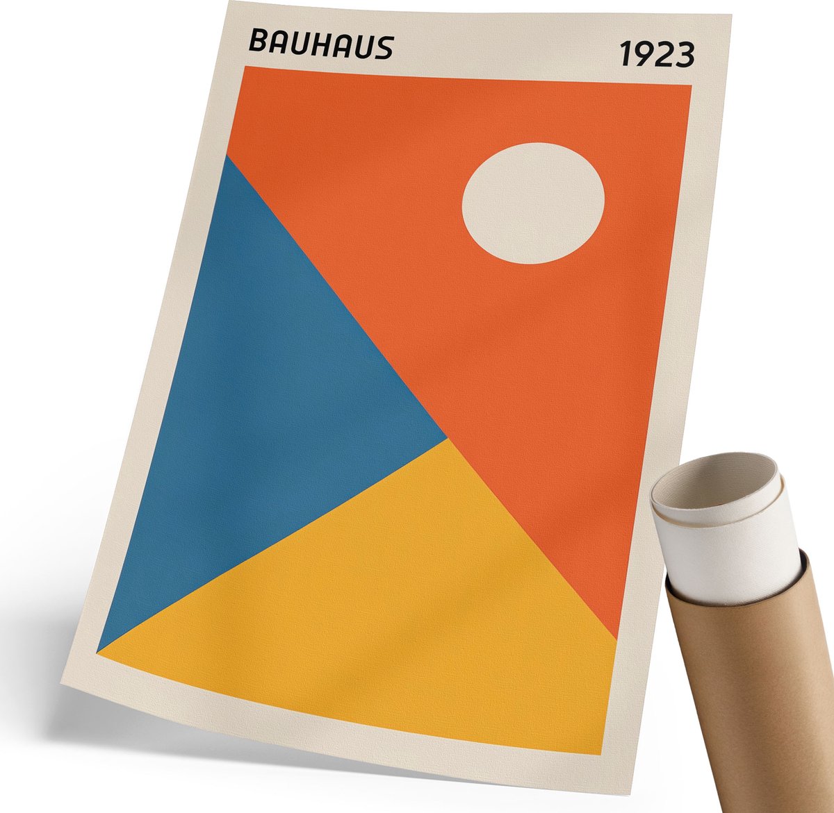 Coloray Polycanvas Wandposter - Bauhaus-Illustratie, Schilderen - 210 x 297 mm - Oranje Decoratie - Rechthoek - Interieurdecoratie - Woonkamer, Slaapkamer, Kantoor - Modern