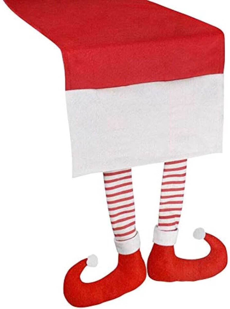 30 x 176cm Kerst Elf Tafelloper - 3D Elf Leg Ontwerp - Kerst Servies Elfen gedragen zich slecht