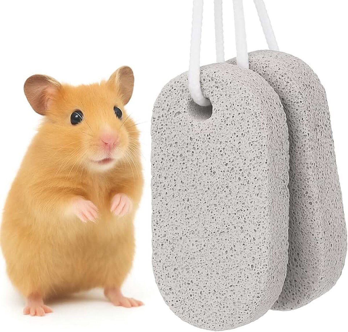2 stuks kauwspeelgoed, hamsterspeelgoed, konijnen, mineraalsteenblok, calciumsteen, konijnen, accessoires voor hamsters, papegaai, chinchilla's, konijnen, papegaai