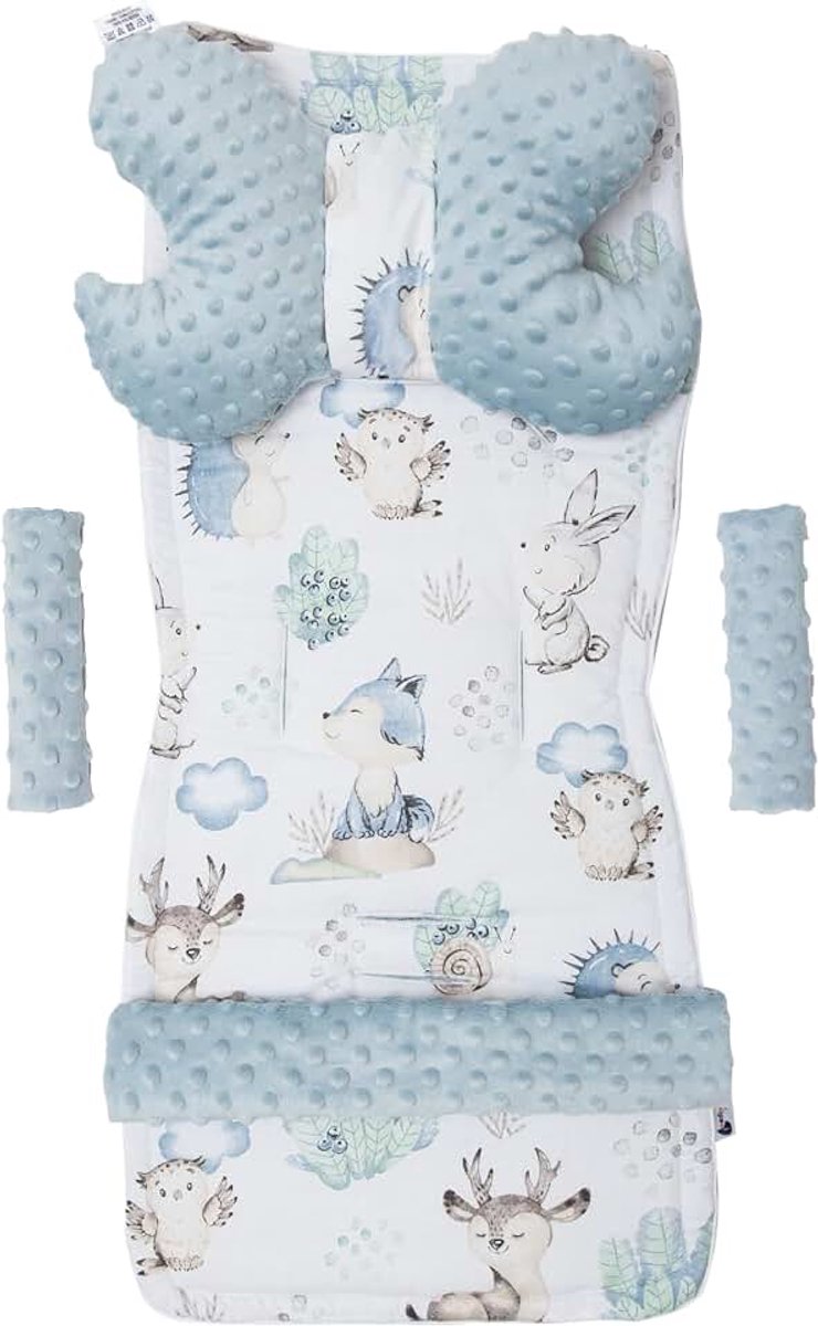 Partners Universele stoelhoes Kinderwagens & Buggy's Zitinzet Kinderwagendeken 5-delig Gordelkussens + Speelboog Kinderwagenset MINKY Katoen