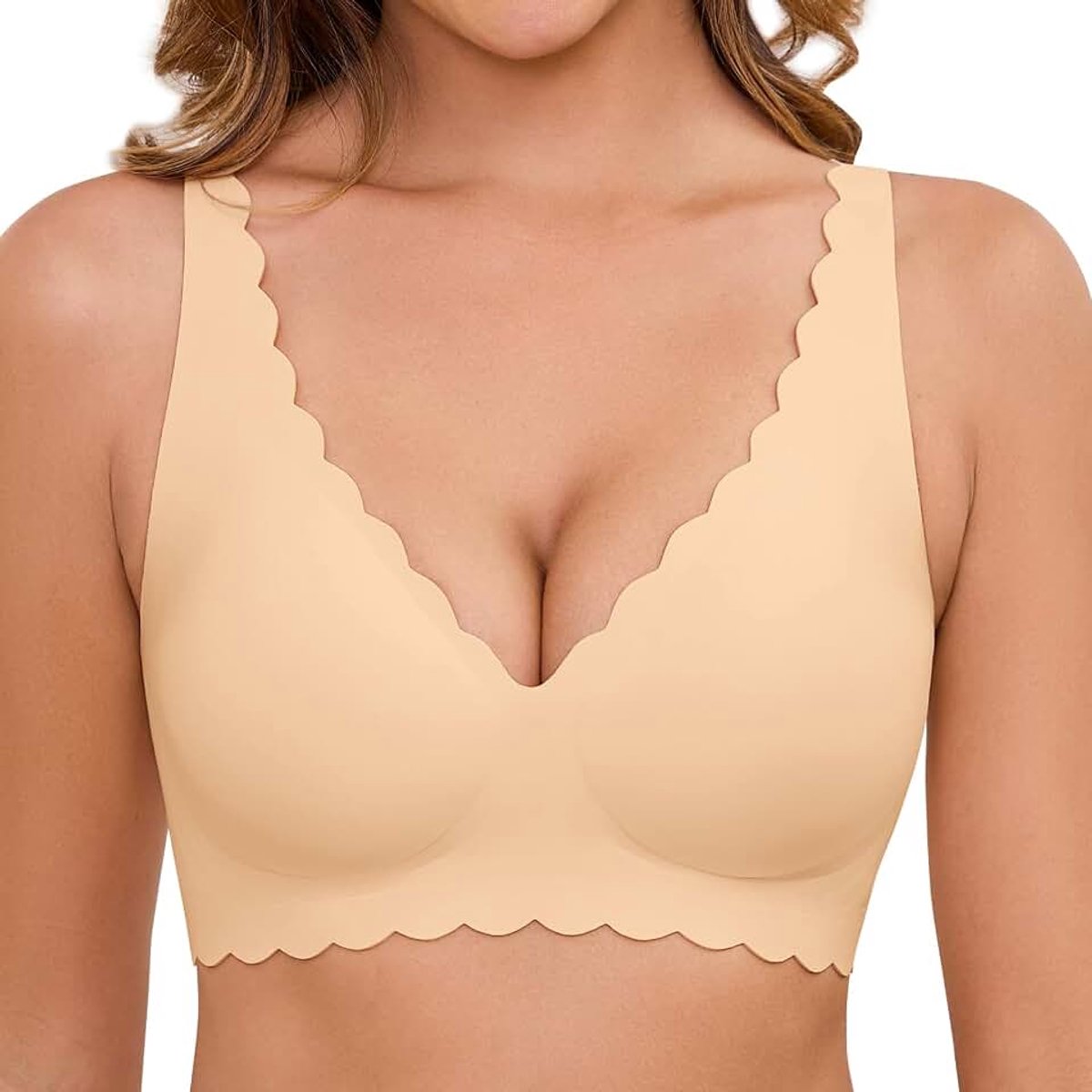 Heekpek Naadloze BH Dames Zonder Beugel Push Up Diepe V-hals Super Comfortabele BH Zachte Bralette Zomer Ademend Licht T-shirt Bra