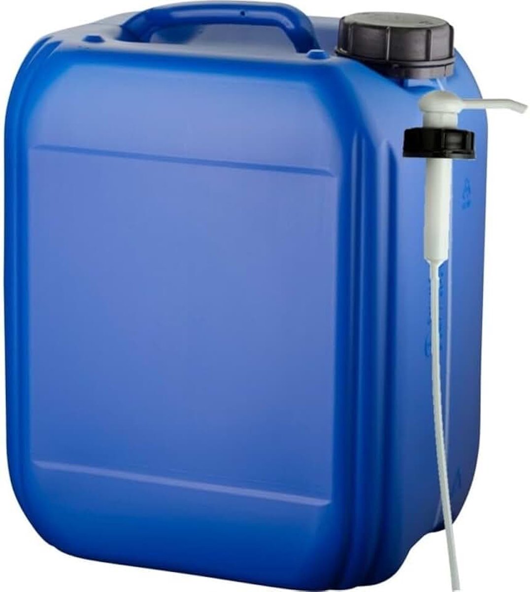 5 liter blauw met zichtstreep | met pomp | geschikt voor water | UN gekeurd | benzine | handig stapelbaar | food grade | inclusief dop | totaal te legen | noodpakket nr.464