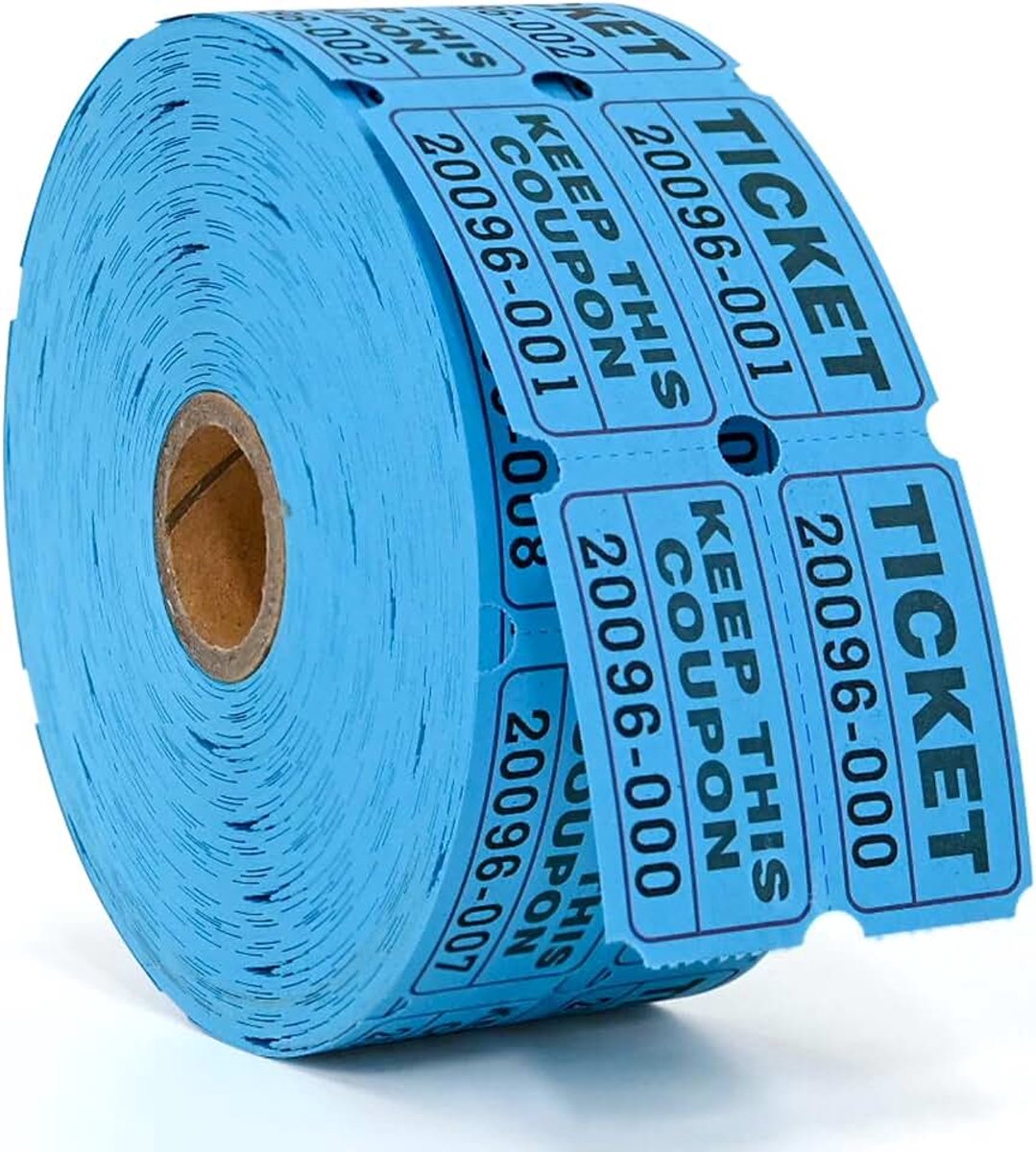 Roll loterijtickets 1000 op rol, genummerde afscheurbewijzen TICKET/KEEP THIS COUPON, verloting tombola inzamelingsactie