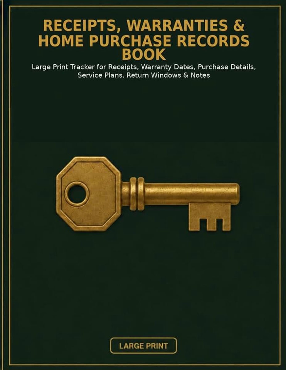 Warranties & Home Purchase Records Book: Large Print Tracker for Receipts, Warranty Dates, Purchase Details, Service Plans, Return Windows & Notes
