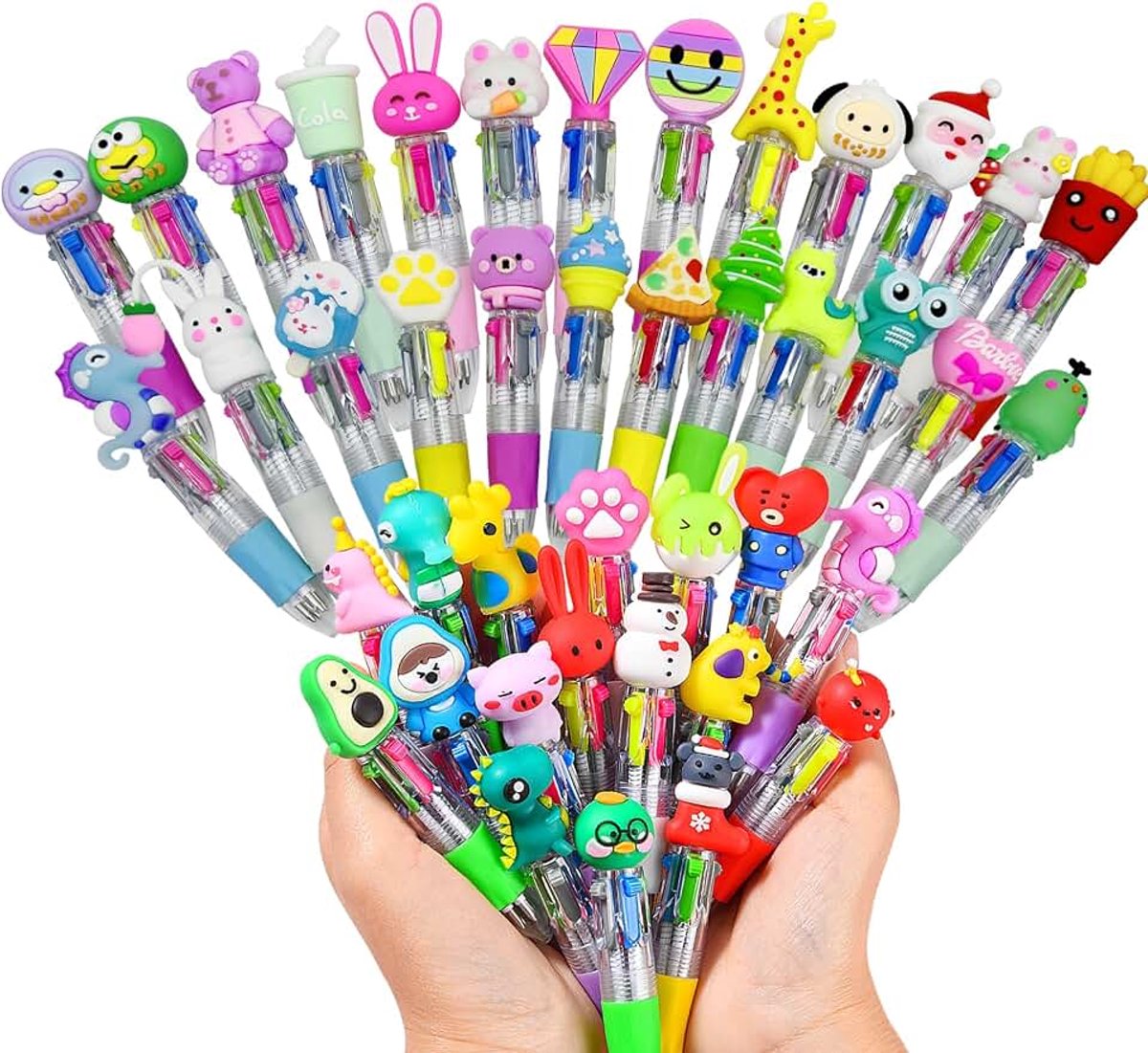Pennen 40 stuks Cartoon Pen Caps, 4 kleuren Mini-meerkleurige Pennen Creatieve Schattige Cartoonpen, Schoolbenodigdheden voor School, Kantoor, Geschenken