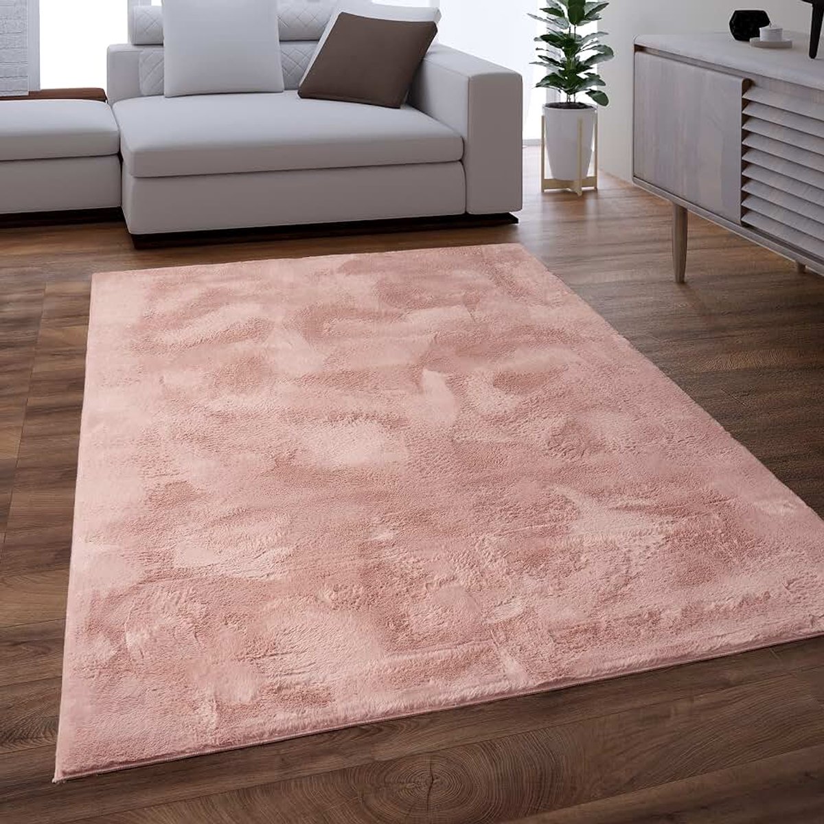 Vloerkleed Woonkamer Shaggy Zacht Roze, Maat:Ø 120 cm rondje