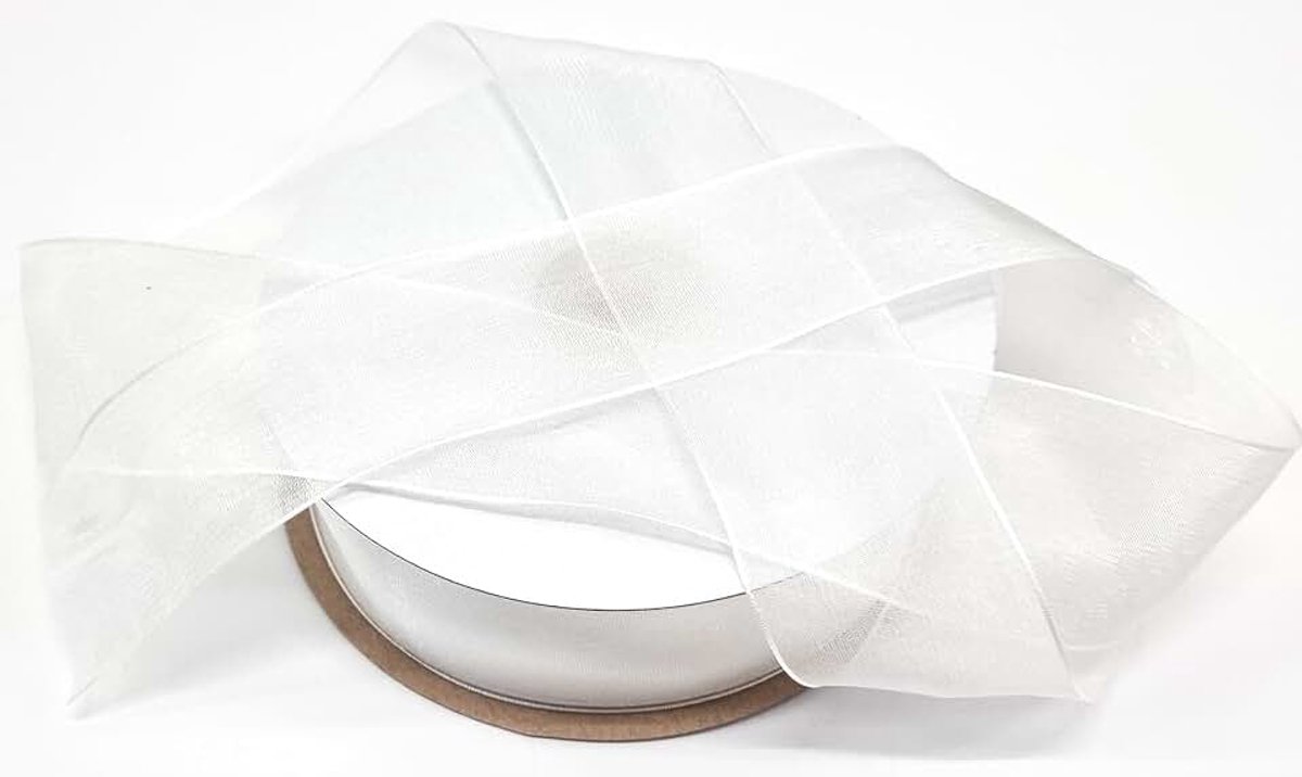 Organza 45 m breedte 4 cm organza lint cadeaulint organza bruiloft Kerstmis (crème)