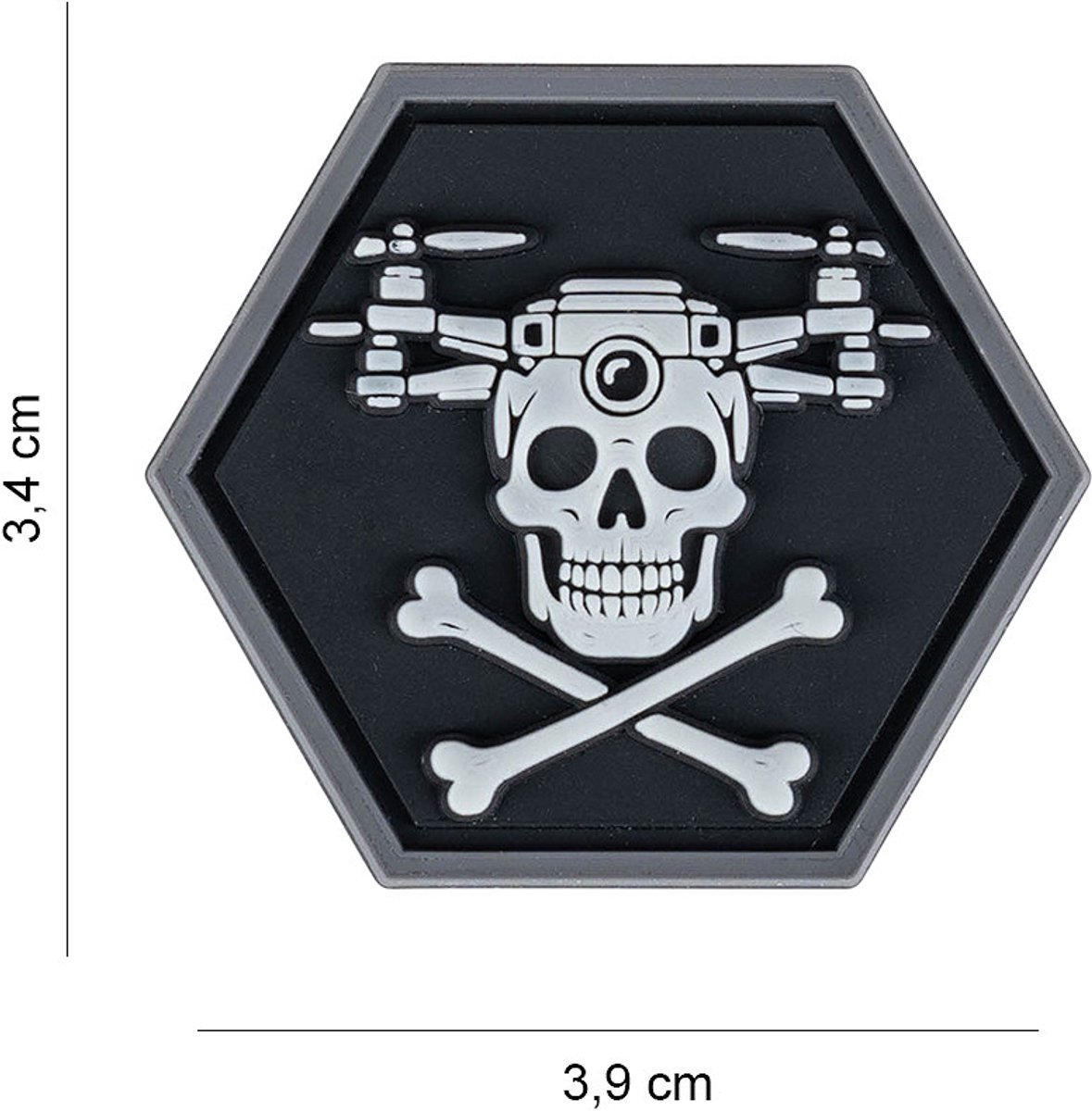Embleem 3D PVC Hexagon Drone Skull & Bones Glow #8019