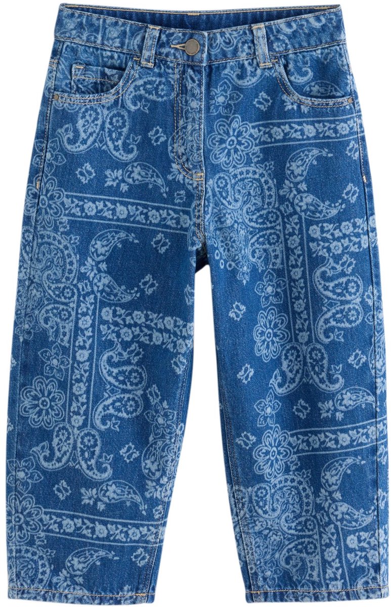 Next - Meisjes - Barreljeans met print - Blauw