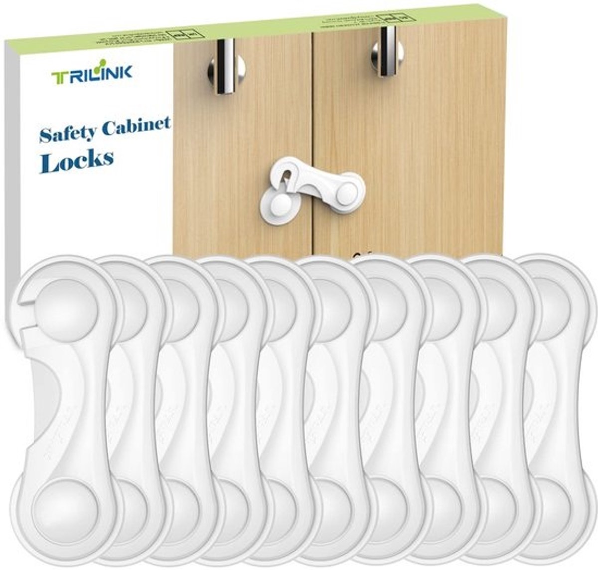 Dailygoods - TRILINK kastsloten voor kinderen 10-delig - zelfklevende kindersloten voor kasten, laden, deuren en koelkast