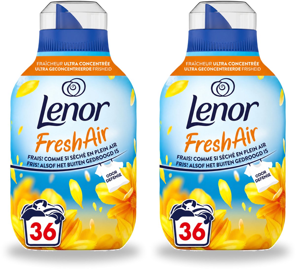 2 x Lenor - Wasverzachter - Fresh Air Zonnestralen - Ultra Geconcentreerd - 36 Wasbeurten - Voordeelverpakking - 2 stuks