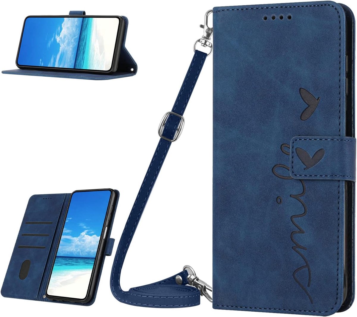 Hoesje voor iPhone 11 Pro (5,8 Inch), PU-leren Flip crossbody met [kaartsleuven] [standfunctie] [magneetsluiting] telefoonhoes voor iPhone 11 Pro - Blauw