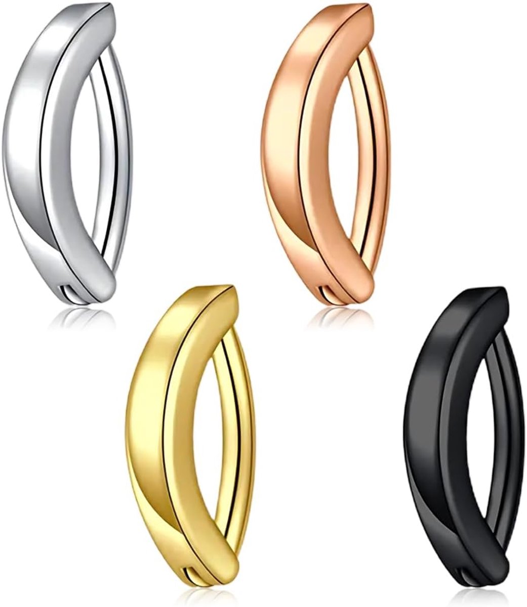 4 stuks sexy lichaamssieraden, bikini, dames, navelpiercing, arcade, navelring, roestvrij staal, zilver, goud, gesp, buik, omgekeerd gebogen