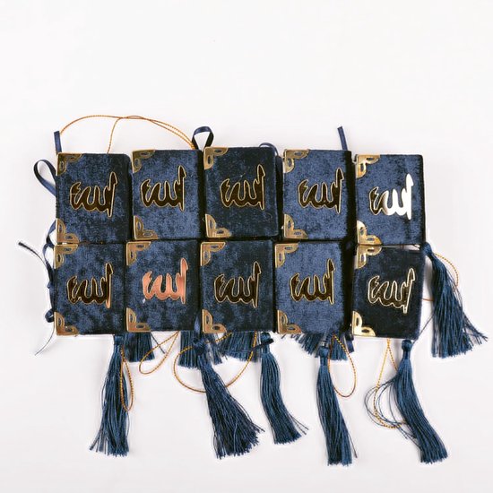 Set van 10 Koran Boek voor Moslim Favors Koran Boek Arabisch Hadj Gunsten Auto Opknoping Koran Islamitisch Cadeau (Donkerblauw) — afbeelding 5