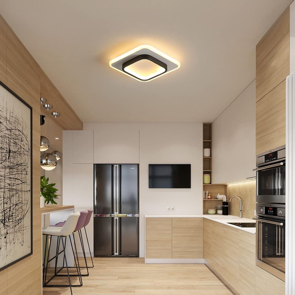 20 W, 3000 K/4000 K/6000 K, plafondlamp, verstelbaar, driekleurig, modern, vierkant, voor hal, slaapkamer, keuken, woonkamer, decoratieve verlichting