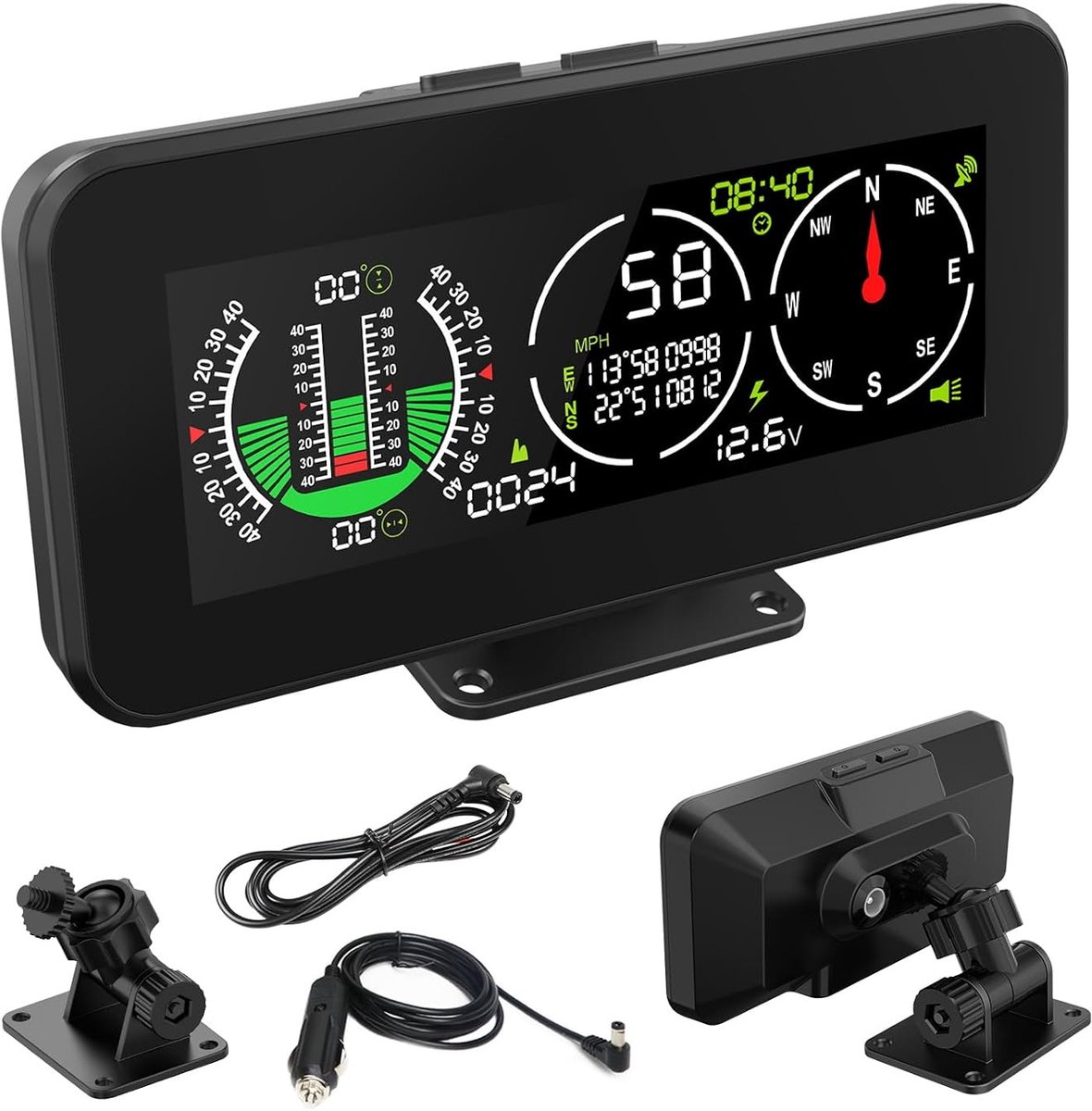 Digitale HUD Pitch Angle Slope Meter MPH snelheidsmeter met kompas voor off-road SUV voertuigen