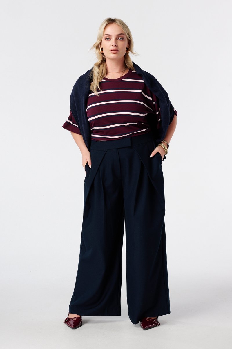 MS Mode Broek Wide leg pantalon met plooien