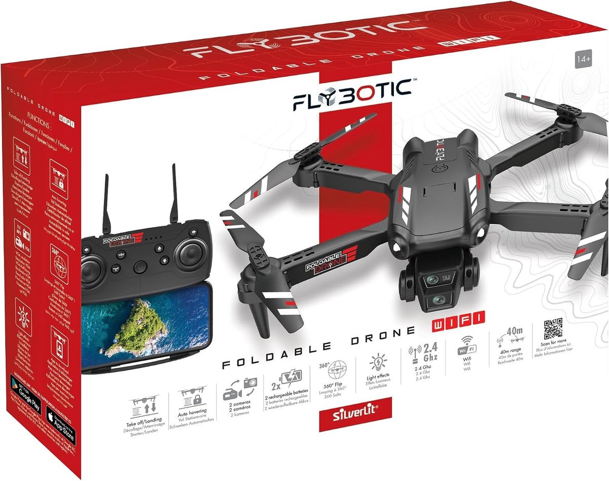Drone met camera - Zwart - Opvouwbaar - Met live wifi-video en automatische besturing - Voor beginners en kinderen