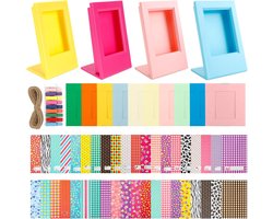 Mini-fotolijst met 40 kleurrijke stickervellen voor fotolijsten en 10 kleurrijke fotolijsten van papier, compatibel met Fujifilm Instax Mini 11 9 8 70 7s 90 26 film voor instant camera