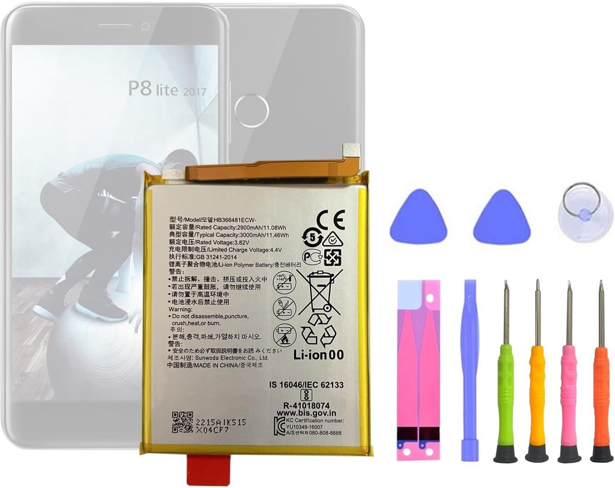 Batterij HB366481ECW compatibel met Hua-wei P9 Lite & P10 Lite & P20 Lite & Honor 6C Pro & Honor 5C & Honor 9 Lite & P Smart with Tools