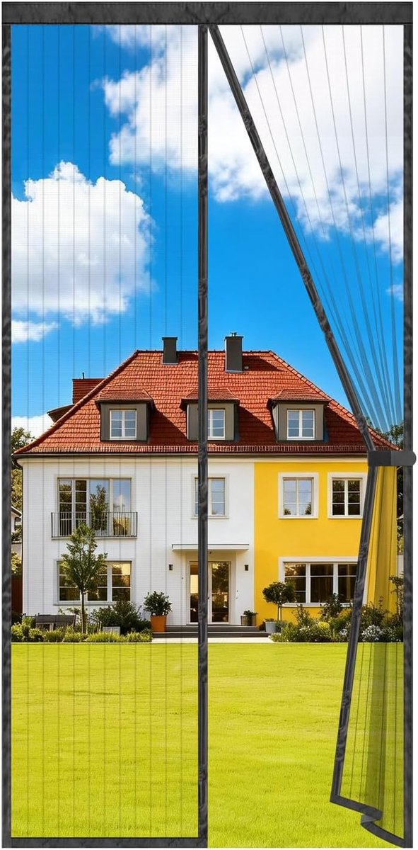 Magneet Hordeur, Insectengaas Balkondeur 80x200cm, Magnetisch Gordijn voor Balkondeur Terrasdeur Kelderdeur Schuifdeur en Woonkamer, Eenvoudige Zelfklevende Montage zonder Boren, Zwart