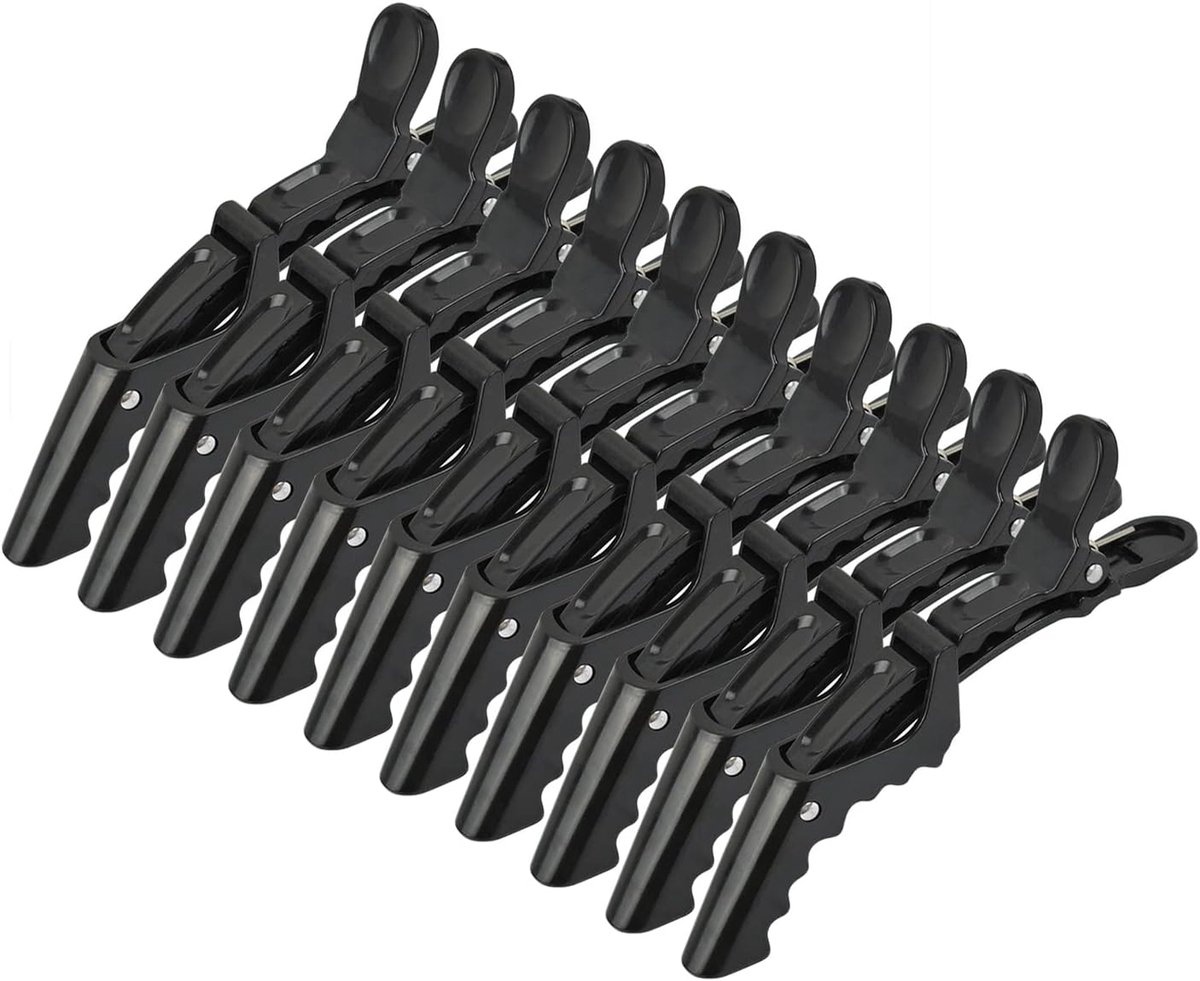10 Stuks Haarclips voor Vrouwen Anti-Slip Krokodil Clips Professionele Kappers Styling Sectioning Clips (Zwart)