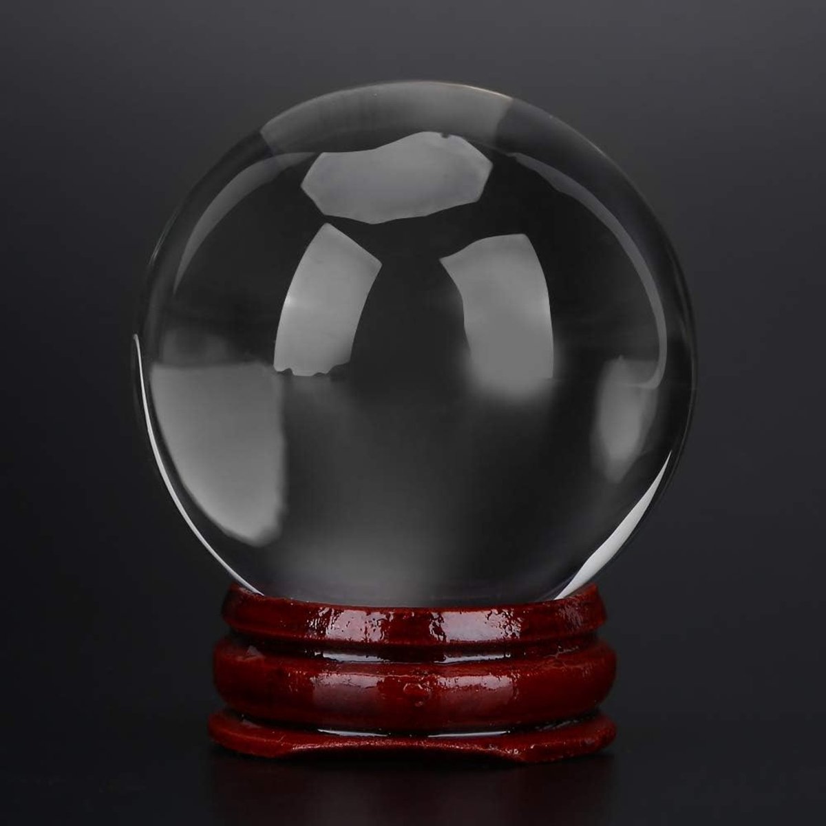 Bol met Houten Standaard, Decoratieve Kwartskristal Kogel, 50 mm, Helder, Inclusief Geschenkdoos, voor Meditatie, Woonkamer Decoratie en Spirituele Energie