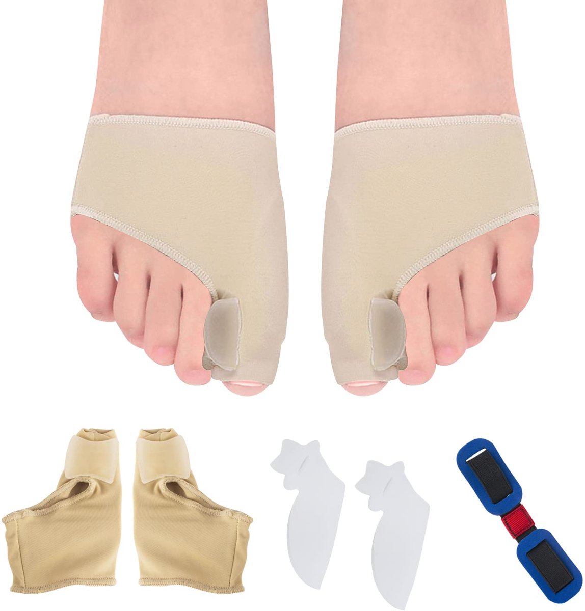 3-delige hallux-valgus correctieset bevat hallux-valgus-correctie-duim-valgus-orthopedische sokken, dag en nacht, teenslippers, siliconen scheider