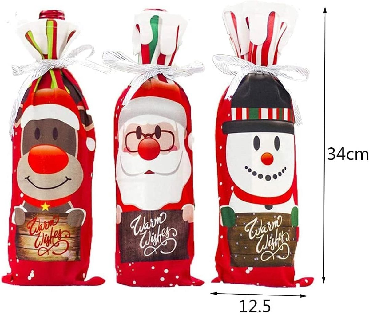 Wijn Cover Kerst Rode Wijn Fles Tas Gift Wrap Kerstfeest Decoraties Thuis Wijnfles Decor