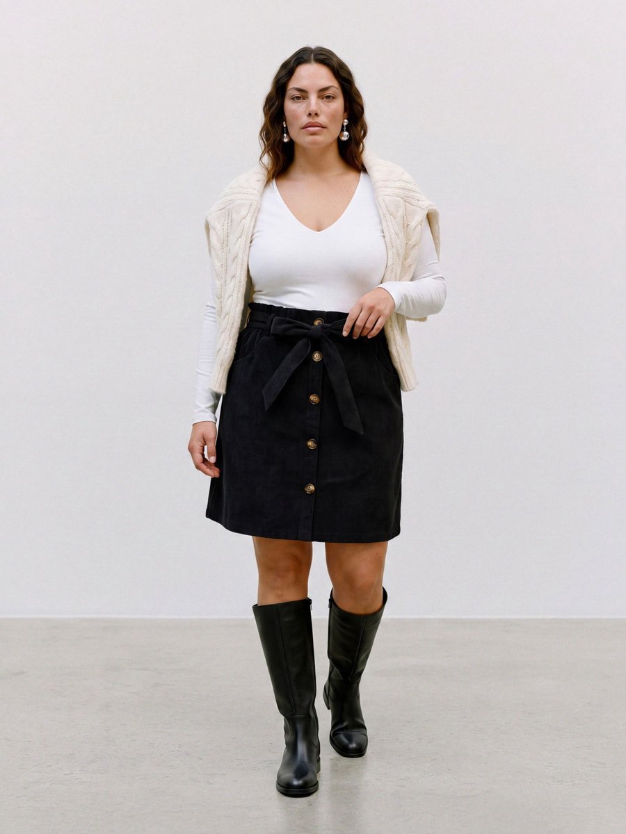 Vero Moda Curve Rok VMCVILJA High waist Korte Corduroy rok