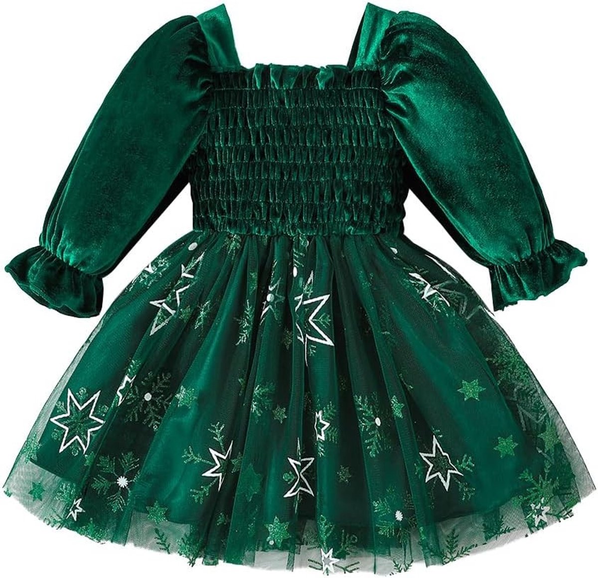 Schattige Baby Kerstjurk met Kanten Rok en Lange Mouwen - Tutu Jurk voor Feestdagen en Bruiloften