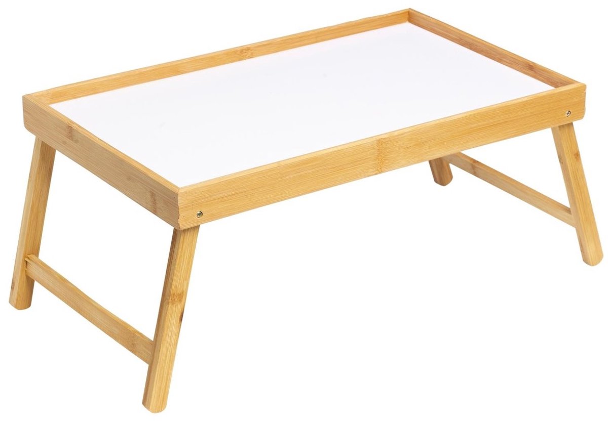 alpina Bamboe Dienblad met Opklapbare Poten – Houten Dienblad voor Ontbijt op Bed of Bank – 50x30x22 cm – Lichtgewicht en Stabiel – Serveren of Decoratie — cadeau in Koken & Dineren - foto 4