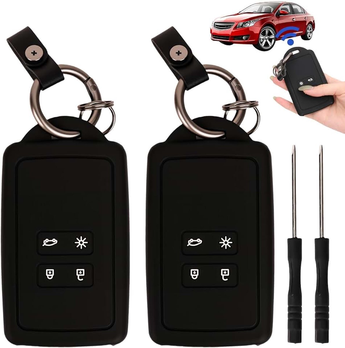 Kaarthouder voor Renault Dacia 4 toetsen, 2 stuks beschermhoezen voor sleutelhangers, 2 stuks, gadgets, accessoires, bescherming voor Clio, Espace 5, Master Bus, Talisman