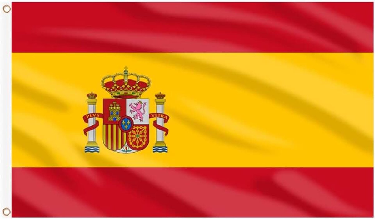 1 stuk Spanje grote vlag van polyester met heldere kleuren, perfect als vlaggen, decoratie van het wereldkampioenschap 2026 (90 x 150 cm) (rood en geel)