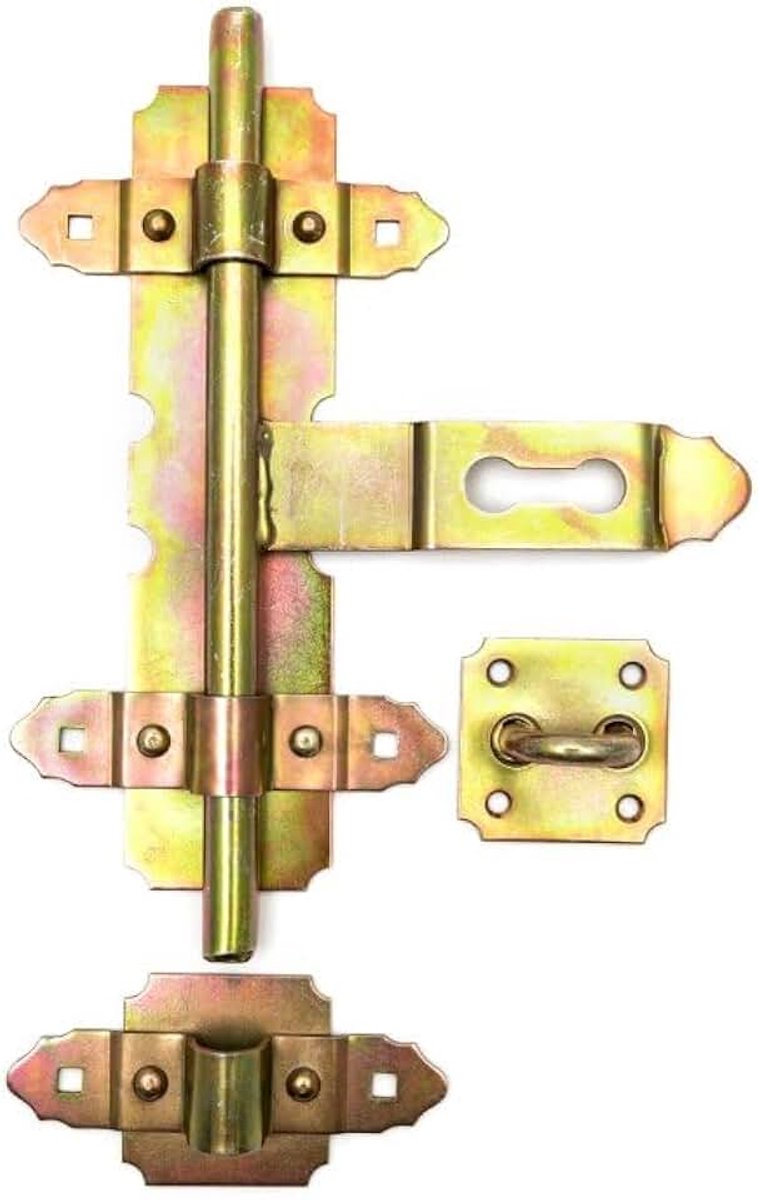 Schuifgrendel, zware grendel, deur en gate, deurslotgrendel van gepoedercoat staal, beveiliging voor deurgrendel, binnen/buiten, poortgrendel, tuindeurgrendel, 350 x 200 mm