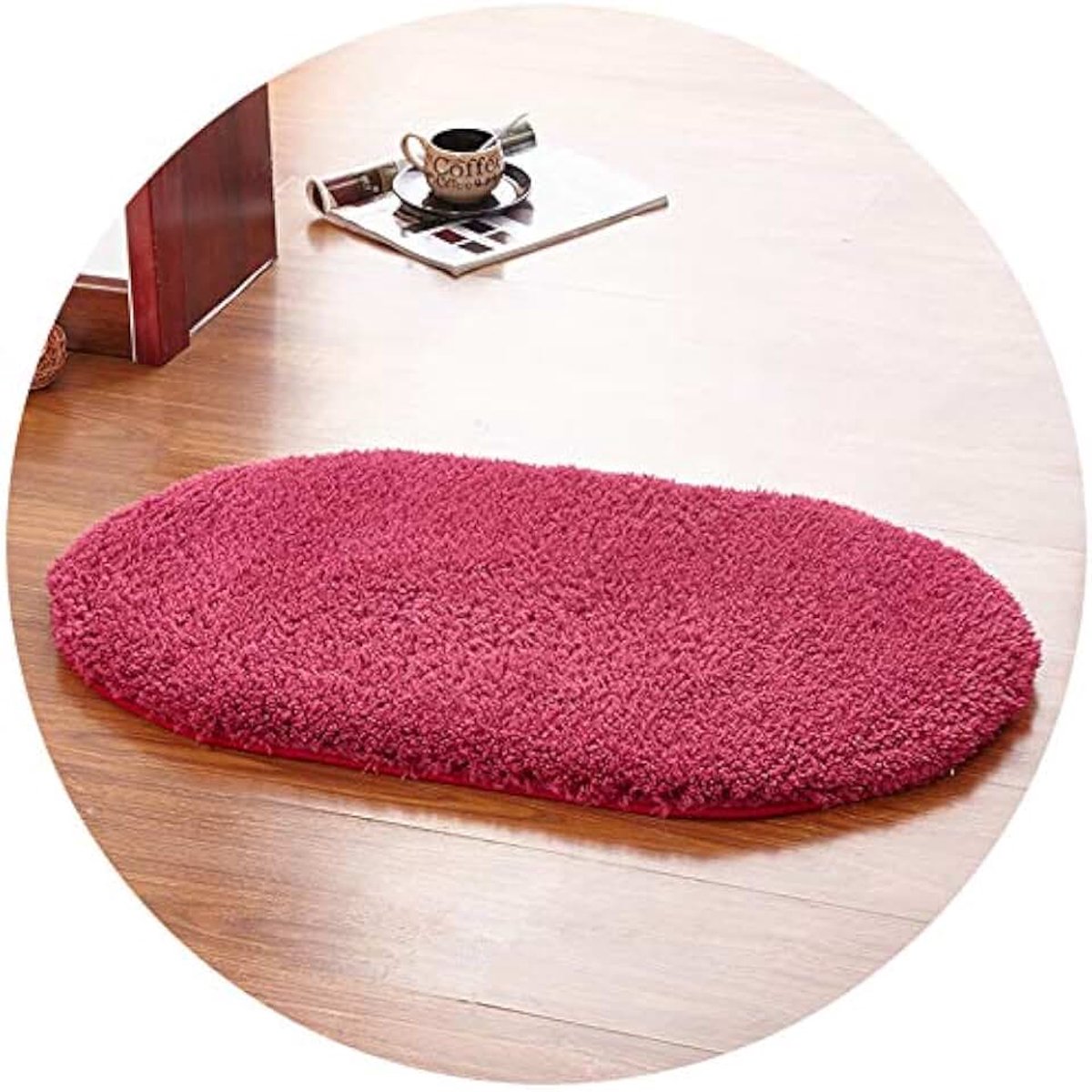 Tapijten, Interieur Tapijten, Ovaal Ingang Tapijten, Super Zachte Tapijten, Badkamer Matten, Waterabsorberend Anti-Slip Deurmatten, Slaapkamer Vloermatten,Dark red,30x50cm