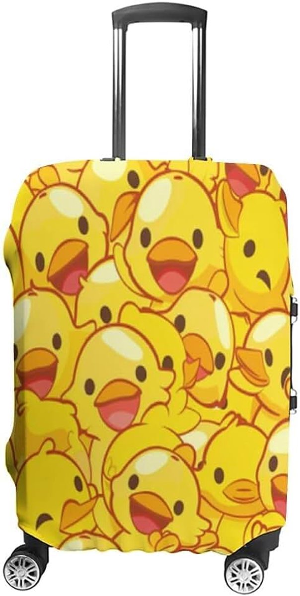 Kofferbeschermhoes, bagagehoes, elastisch, wasbaar, stretch, kofferbescherming, schattige eend, reisbagageafdekking, voor 19-32 inch bagage, R6, M(22-24in), kofferhoes