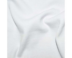 Designers-factory Witte Katoen Elastaan 1x1 Rib Manchet Tailleband - Gebreide Jersey Stof, Stretch & Veerkrachtig, Zacht Handvat, Welt en Nekband Ribs voor Jassen (20cm x 1m20)