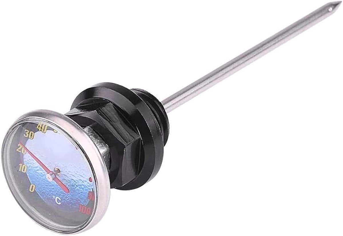 Olie Dipstick Aluminium Olie Niveau Gauge Dipstick Temperatuur met Thermometer voor Motorfiets default Zwart Andere instrumenten
