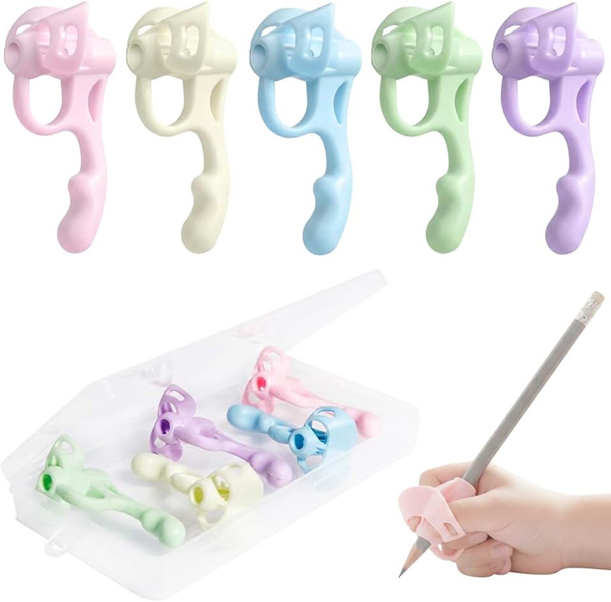 Ergonomische Schrijfhulp voor Potloden,Zachte Rubber Grip voor Juiste Houding,Geschikt voor Rechts- en Linkshandige,Potloodgrepen voor Juiste Schrijfhouding en Comfortabel Gebruik