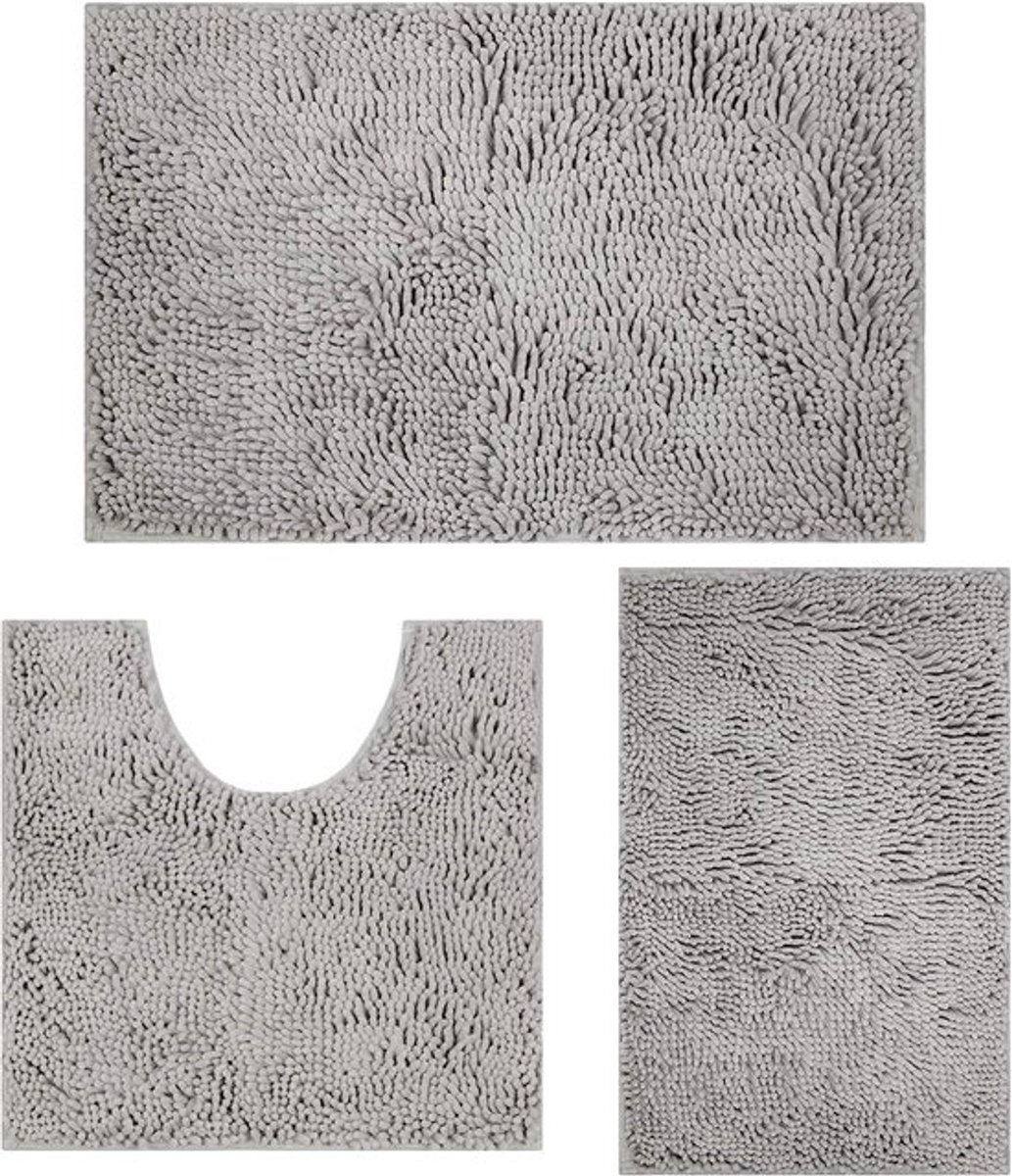Dailygoods- Badmat Antislip - Badkamermat Set 3-delig - U-vormig Contour - Zachte Absorberende Badmat - 50x80cm, 40x60cm, 50x50cm - Elegante Woondecoratie - Badkamertapijt