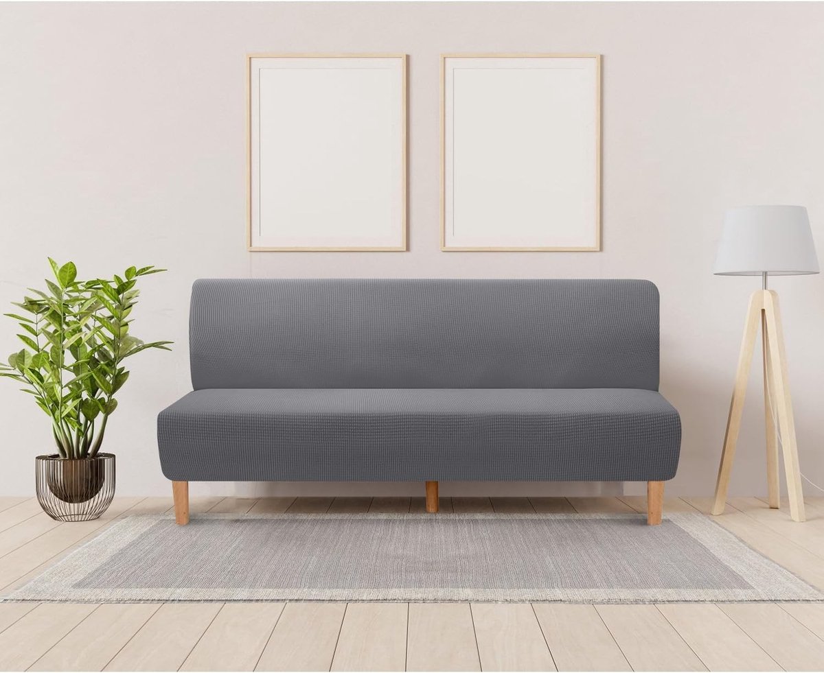 Fauteuil hoes - Lichtgrijs - Geschikt voor zitbreedte 173-216 cm - Stretch Polyester-Spandex - Mouwloze meubelbeschermer voor huisdieren