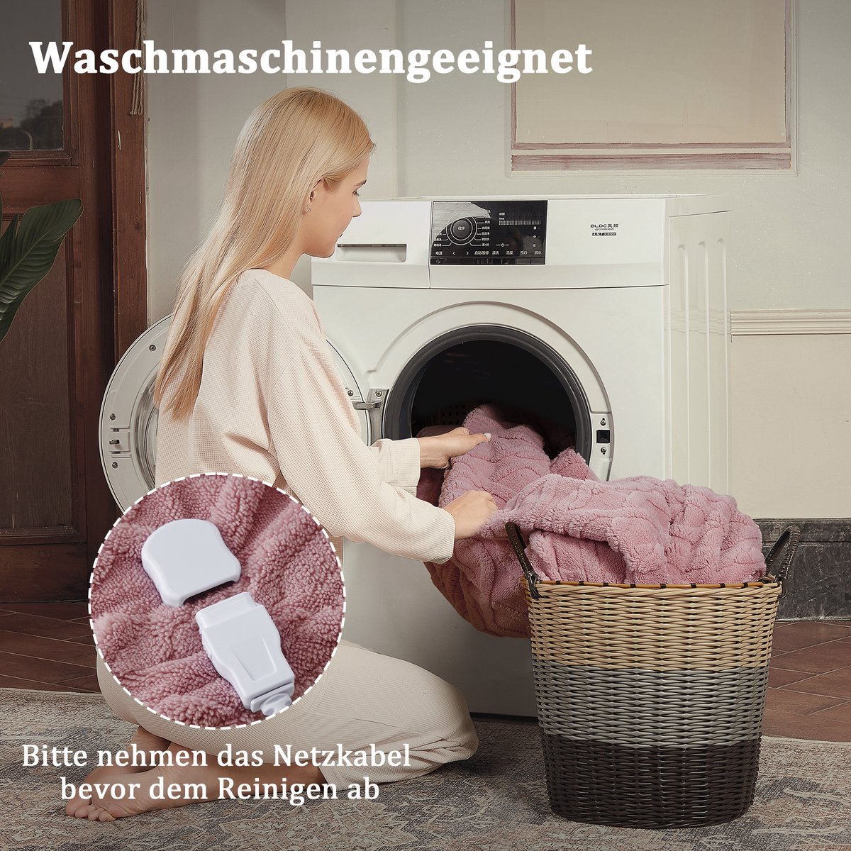 ZJIE Elektrische Deken Verwarmd Met LCD Display 130x180 Cm Roze - afbeelding 2